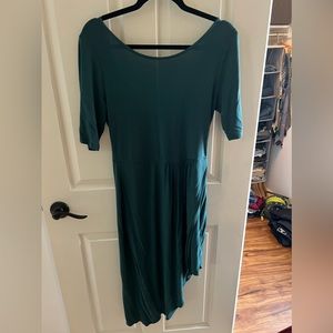 Emerald green asymmetrical dress